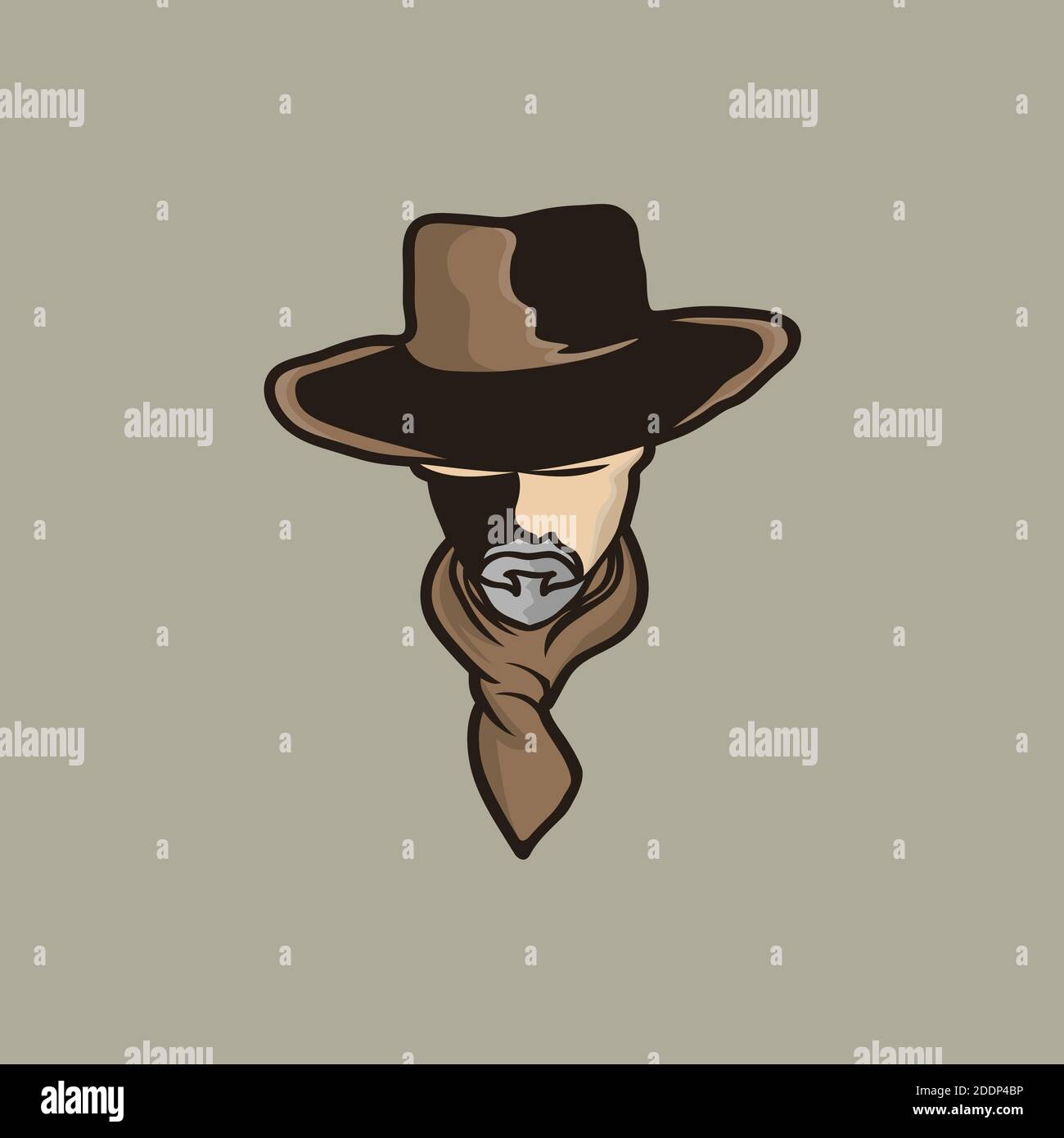 Logo template with the image of the man in hat. Cowboy. Sheriff. Mascot. Stock Vector