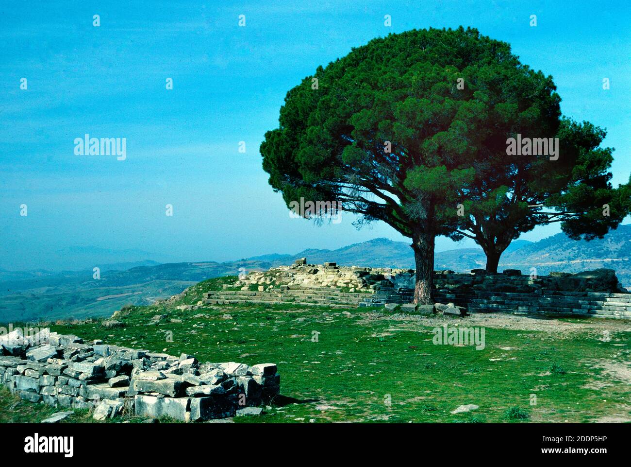 Base of the Ruined Altar of Zeus & Athena Temple in Pergamon or Pergamum, aka Pergamos, Bergama Turkey Stock Photo