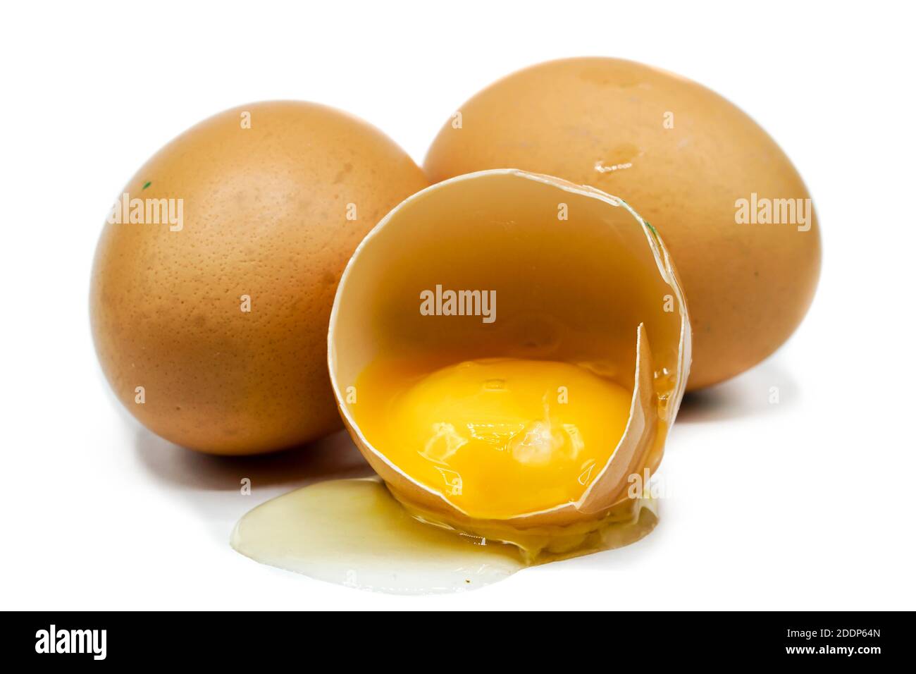 Raw eggs isolated on white background Stock Photo
