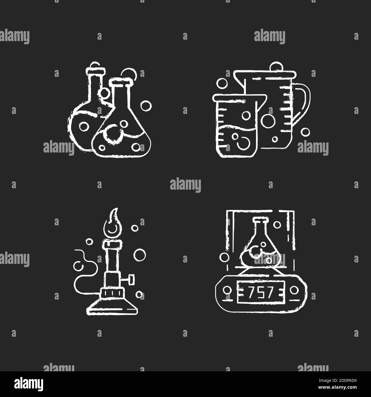 Lab tools chalk white icons set on black background Stock Vector Image ...