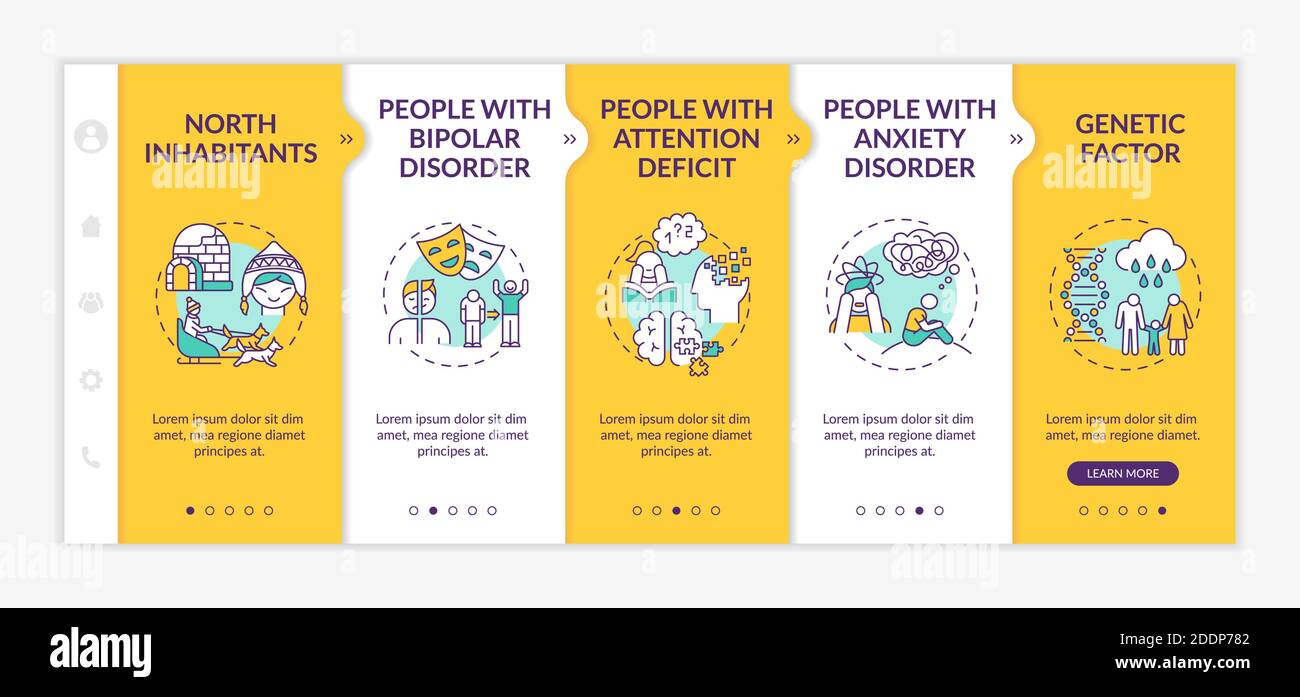 Seasonal affective disorder risk groups onboarding vector template