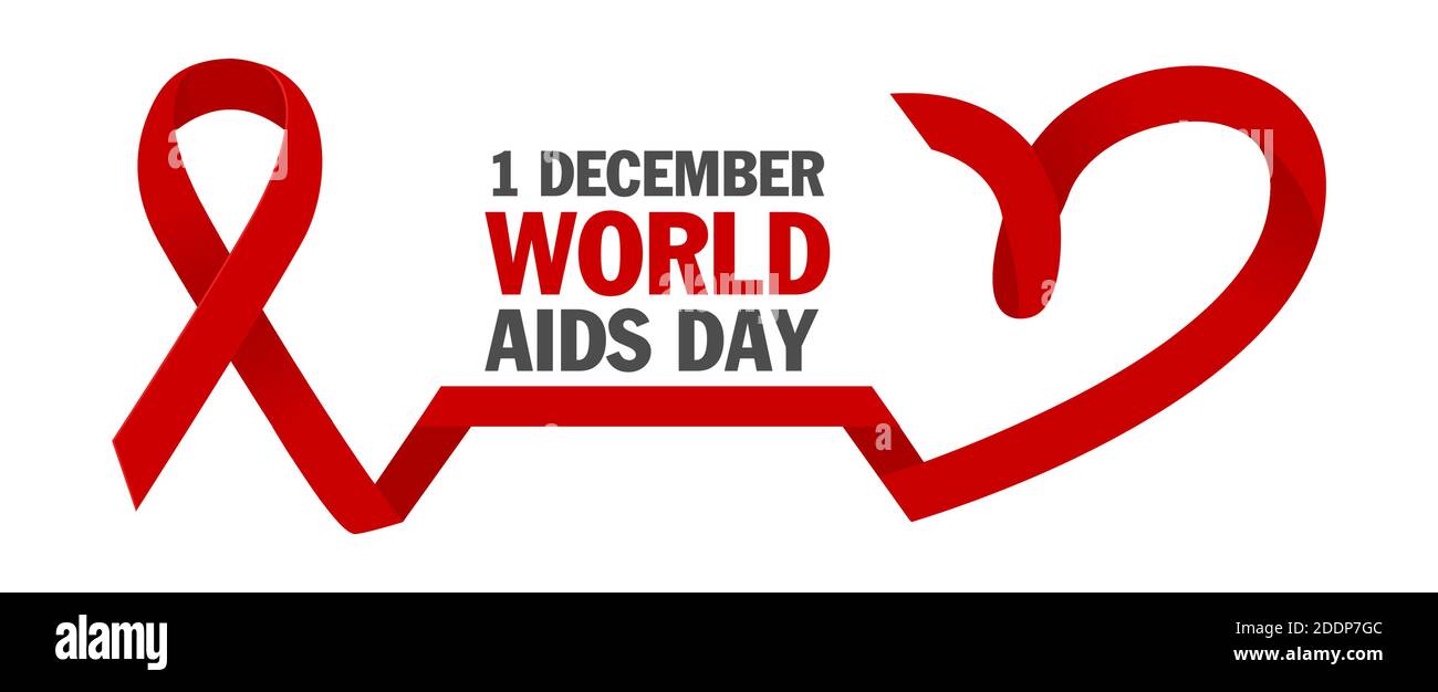 HIV test. World AIDS Day 1 December, red ribbon. AIDS and HIV awareness ...