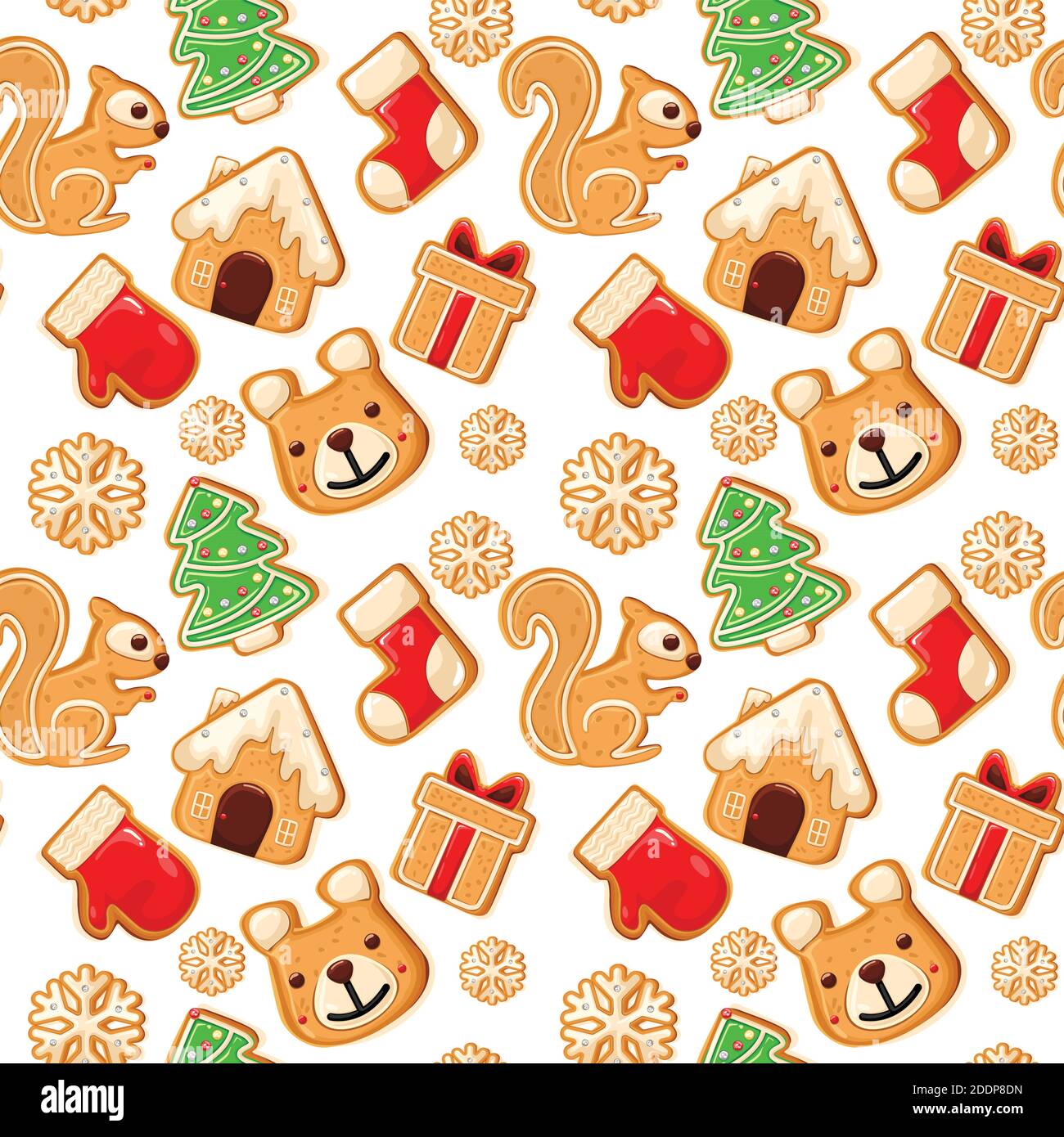 Cute gingerbread cookies seamless pattern. Perfect for wallpapers,  textiles, backgrounds, wrapping paper. Template design. Holiday New Year  Christmas Stock Vector Image & Art - Alamy