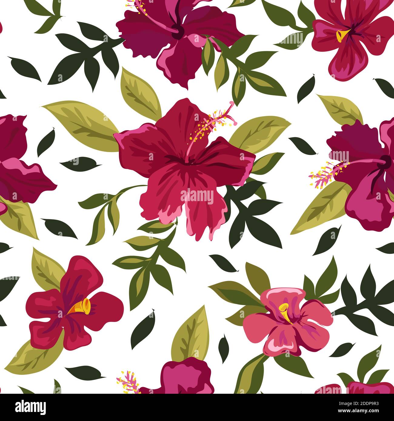 Red lilies in bloom, summer flowers pattern vector Stock Vector
