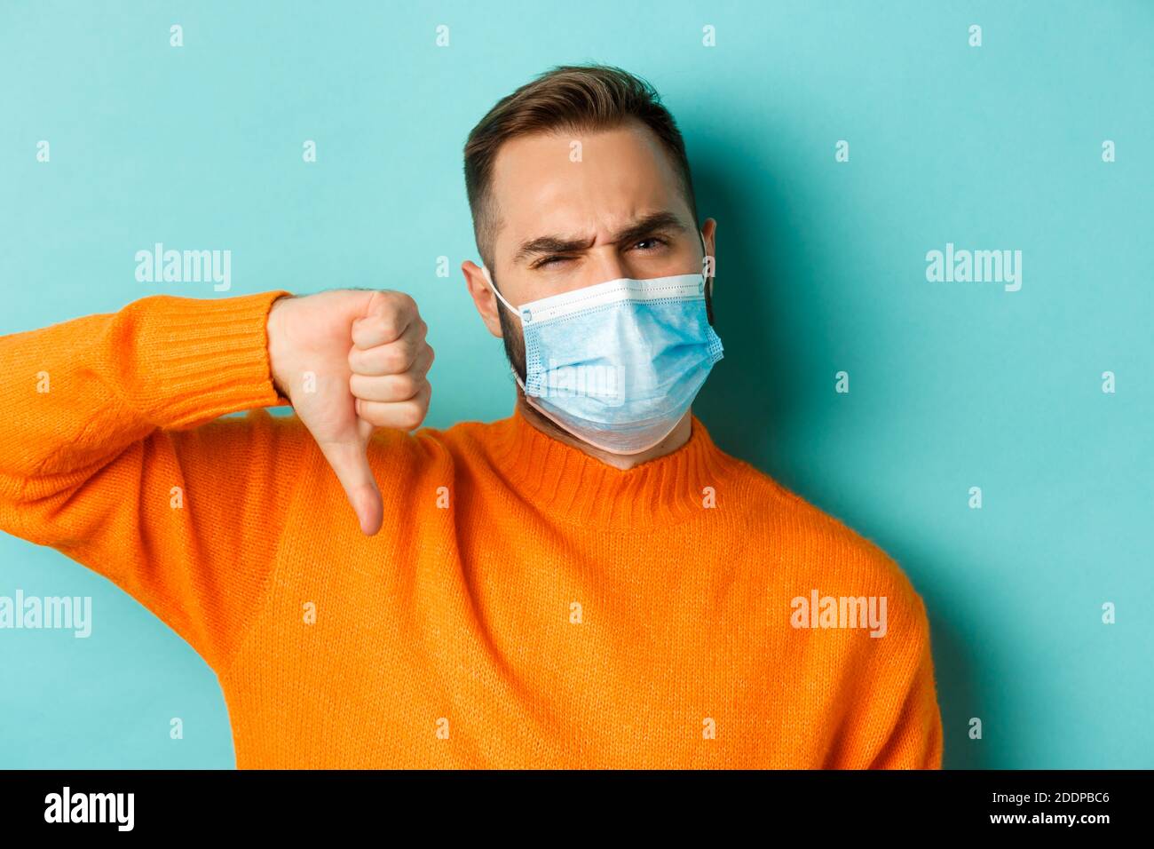 Covid-19, social distancing and quarantine concept. Close-up of ...