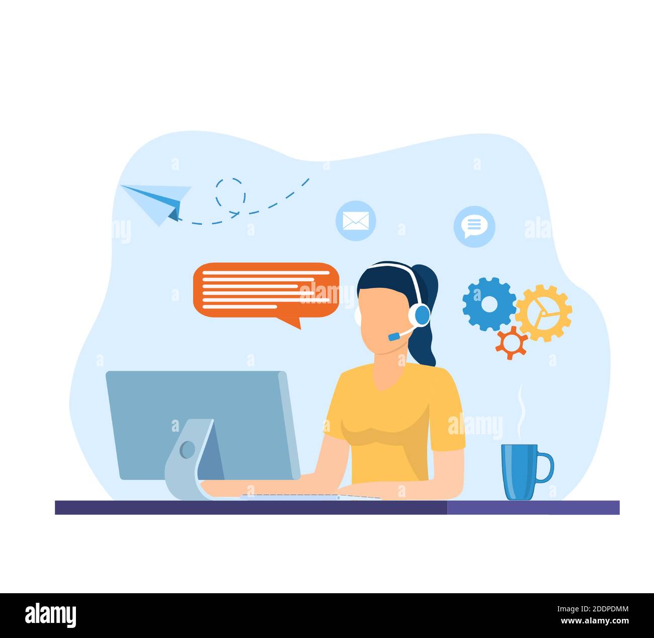 Woman in headphones talk Stock Vector Images - Alamy