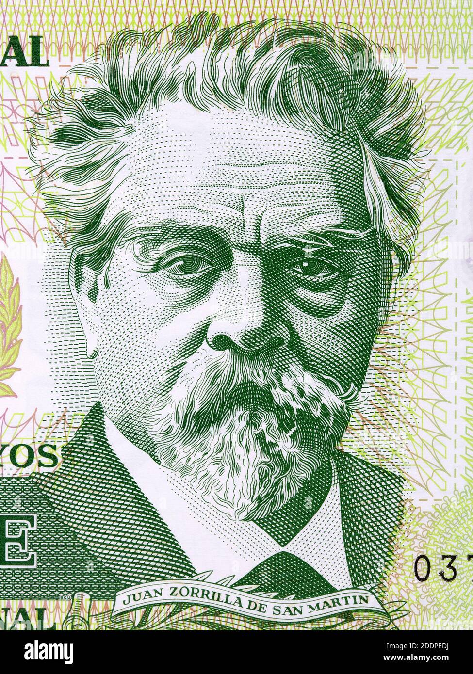 Juan Zorrilla de San Martin a portrait from Uruguayan money Stock Photo