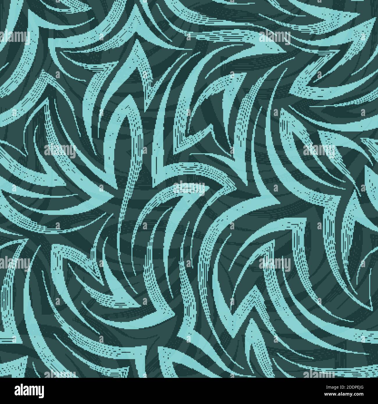 Vector seamless pattern of flowing lines and angles drawn by a pen on a ...