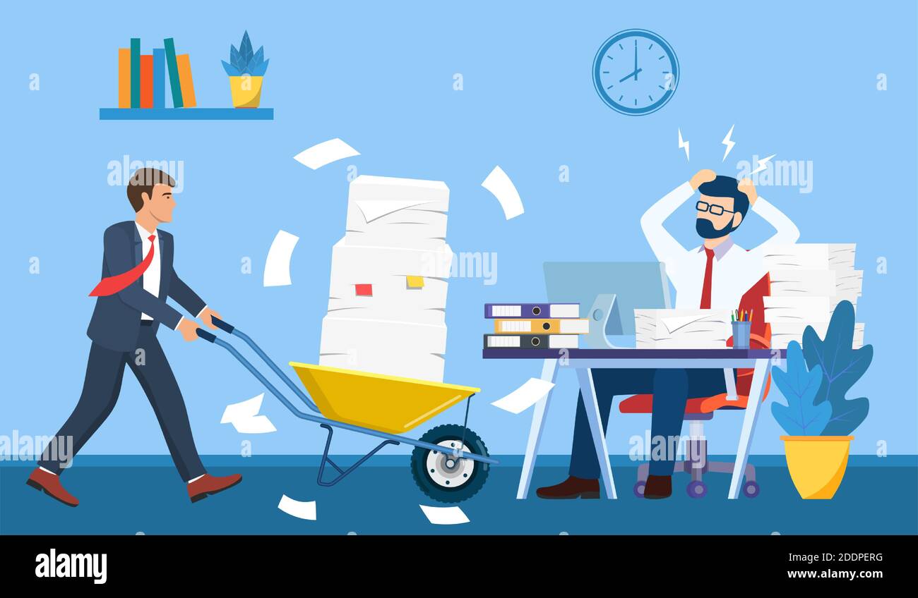 Overworked in the office. Stock Vector