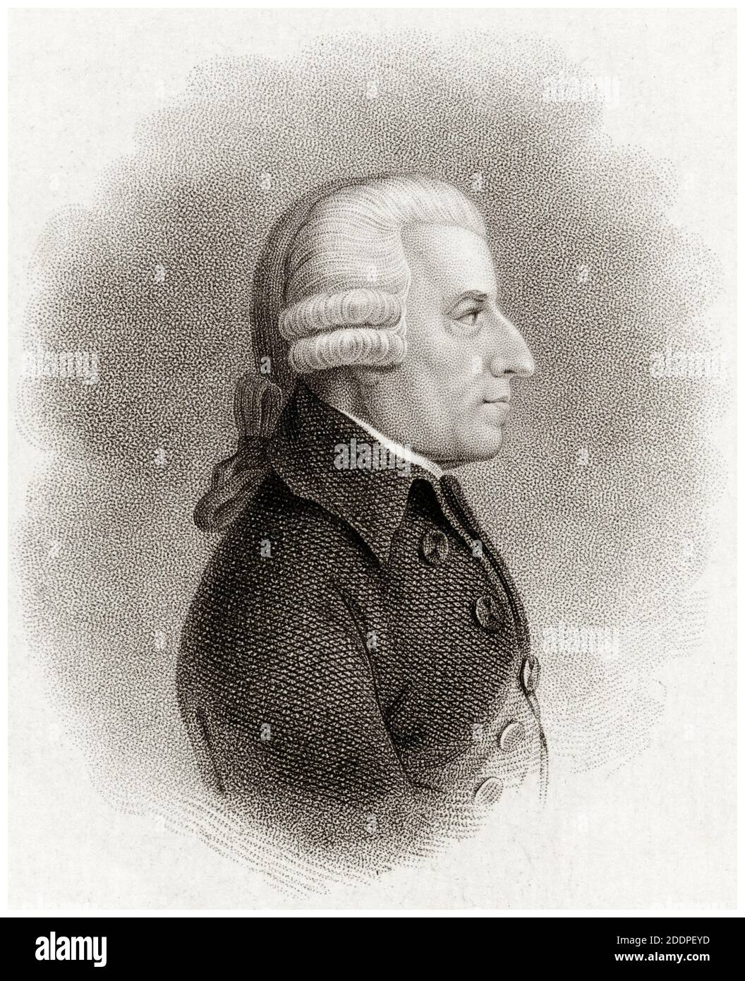 John Howard (1726-1790), philanthropist and early English prison reformer, portrait engraving by Philippus Velijn, 1822 Stock Photo