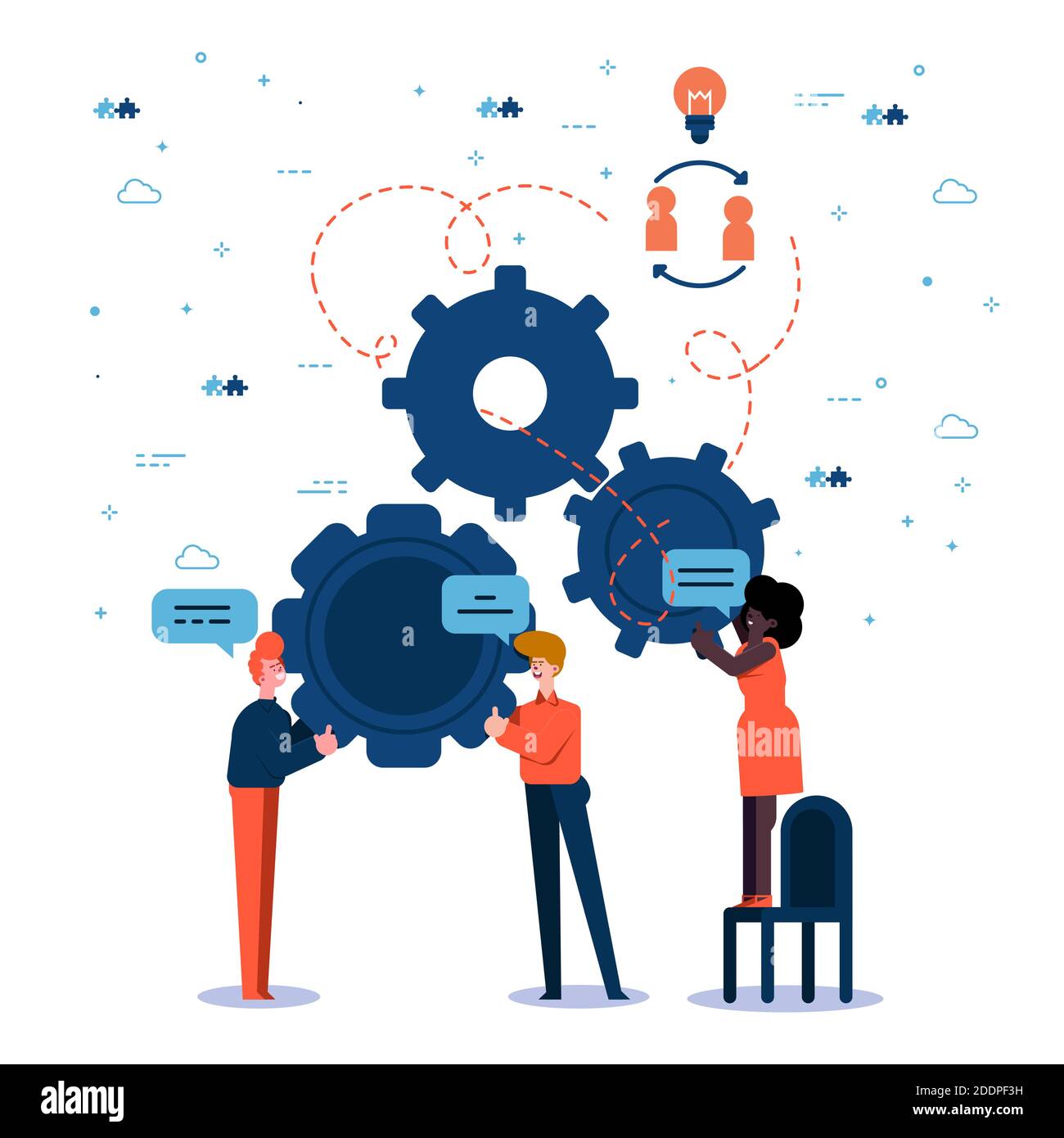 Teamwork people creating a solution Vector illustration Stock Vector ...