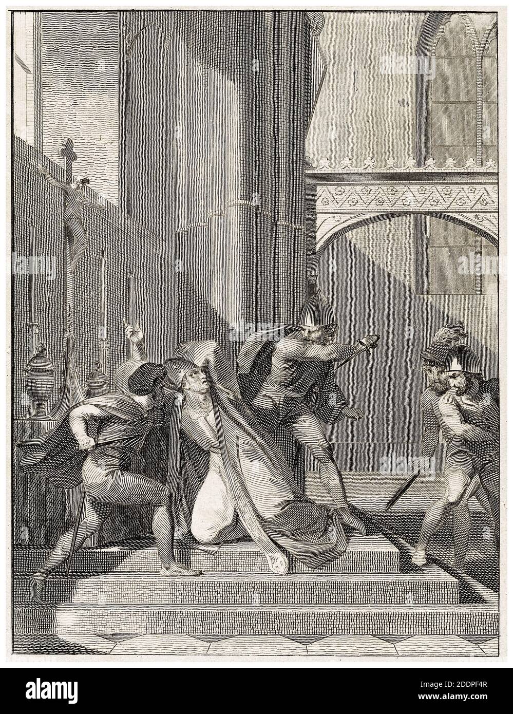 The Murder of Thomas á Becket (1119-1170), on 29th December 1170, engraving by Anker Smith after Robert Smirke, 1811 Stock Photo