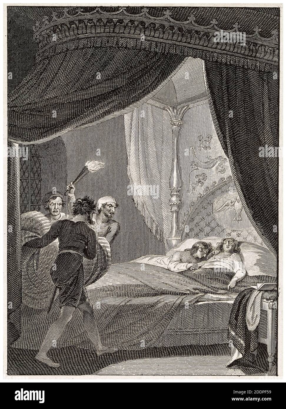 Edward V and the Duke of York: Princes smothered in the Tower, engraving by Anker Smith after Robert Smirke, 1810 Stock Photo