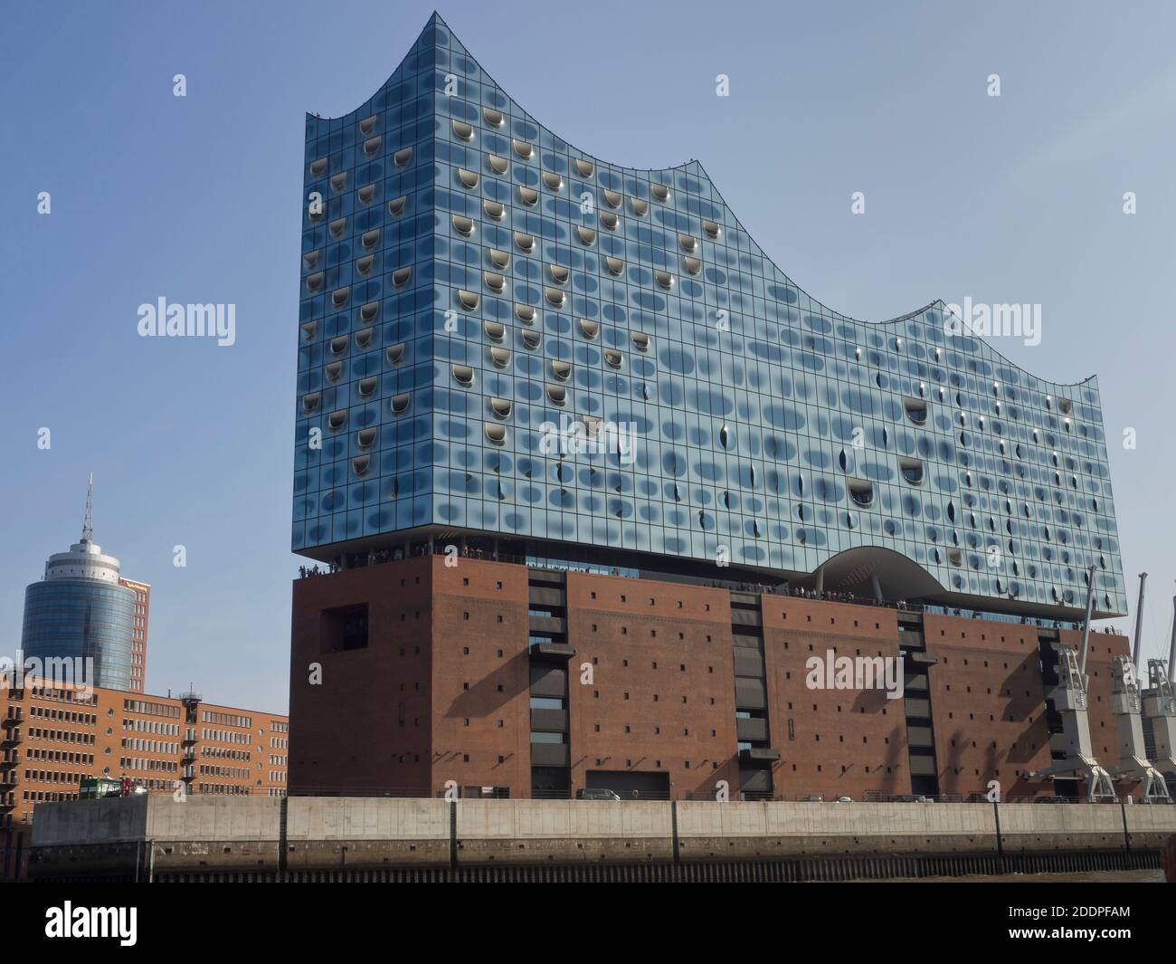 Elbphilharmonie, modern concert hall in Hamburg Germany by the architectHerzog & de Neuron, facade from the river Elbe Stock Photo