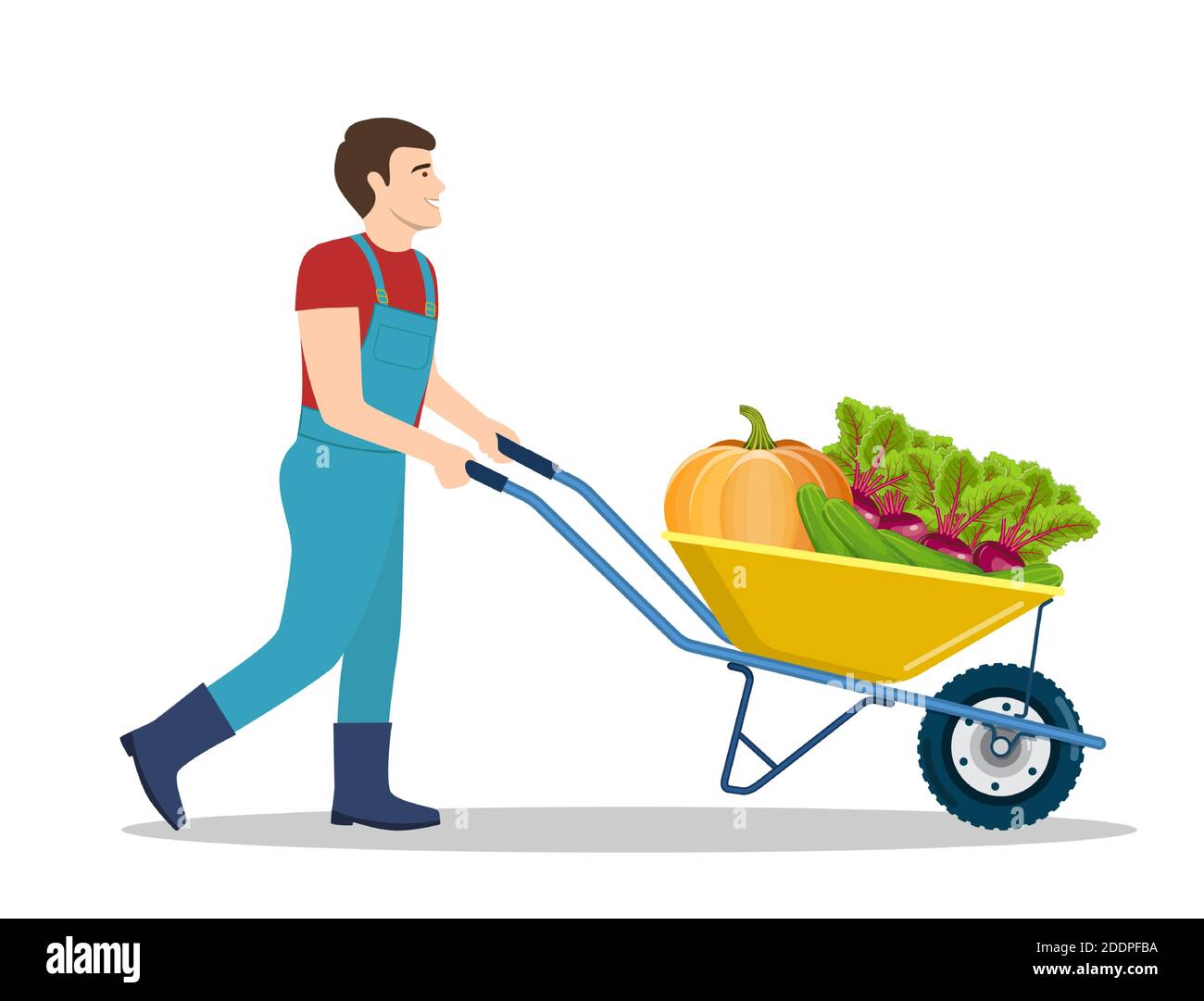 Farming man pushing wheelbarrow Stock Vector Image & Art Alamy