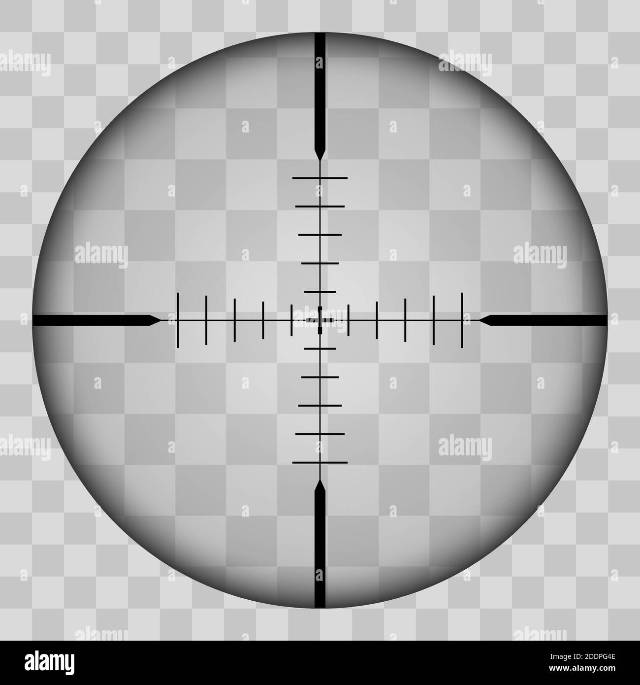 Realistic view of the area of the sniper crossroads with measures. The pattern of the sniper area stands out in a transparent tone. Inspection through Stock Vector