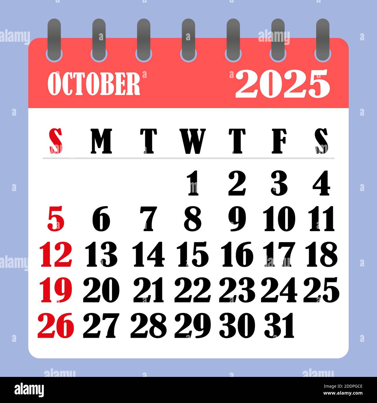 2025 Calendar October Month Freddy M Bates