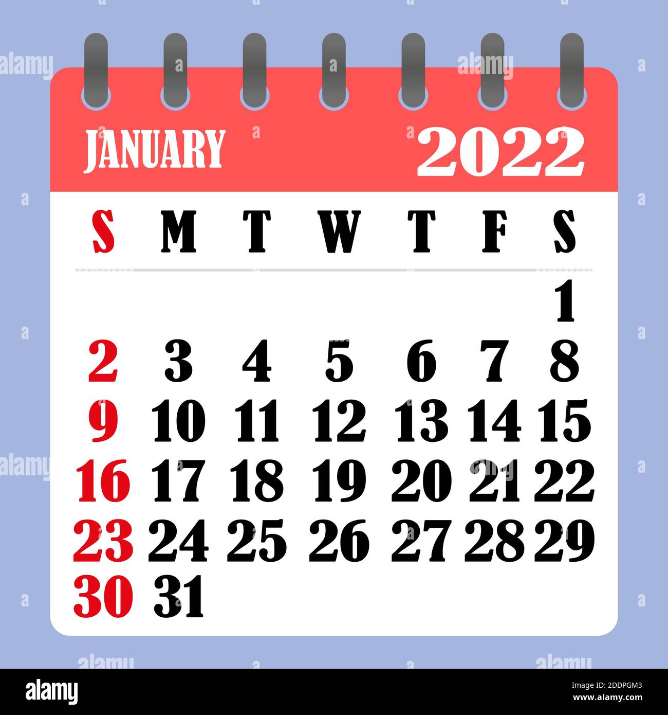 January Schedule 2022 Letter Calendar For January 2022. The Week Begins On Sunday. Time, Planning  And Schedule Concept. Flat Design. Removable Calendar For The Month. Vecto  Stock Vector Image & Art - Alamy