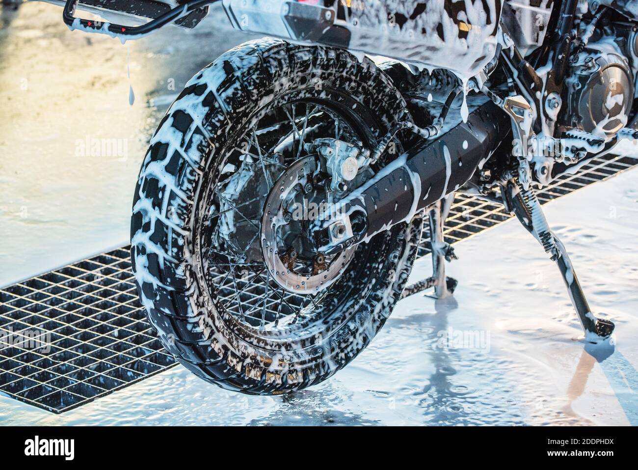 Motorbike washing series. Motorcycle wash Stock Photo - Alamy