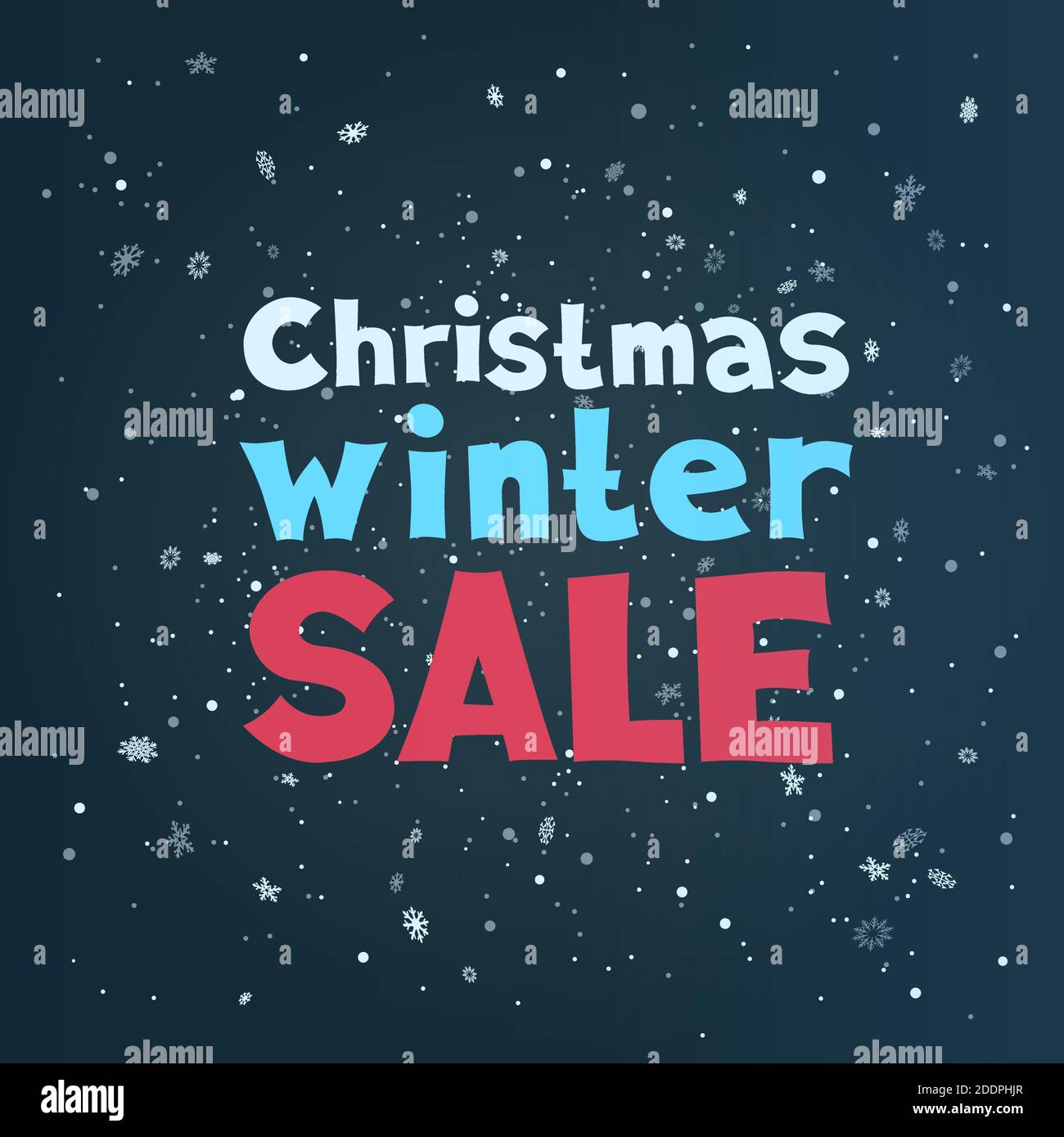 Christmas winter sale text and snowfalls Stock Vector