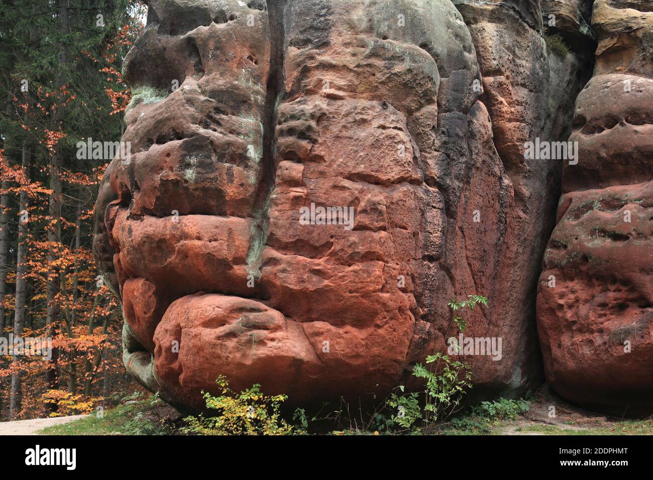 rock formation Kelchstein in the Zittau Mountains, Germany, Saxony, Oybin Stock Photo