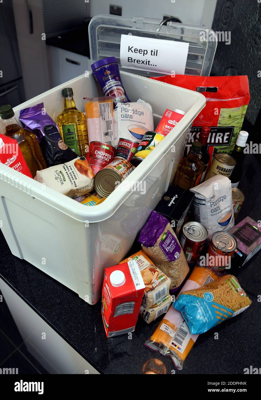 Cardiff Wales UK  26 November 2020 Brexit food stock, UK households stockpiling food in advance of Brexit, fears of shortages of basic food items has Stock Photo