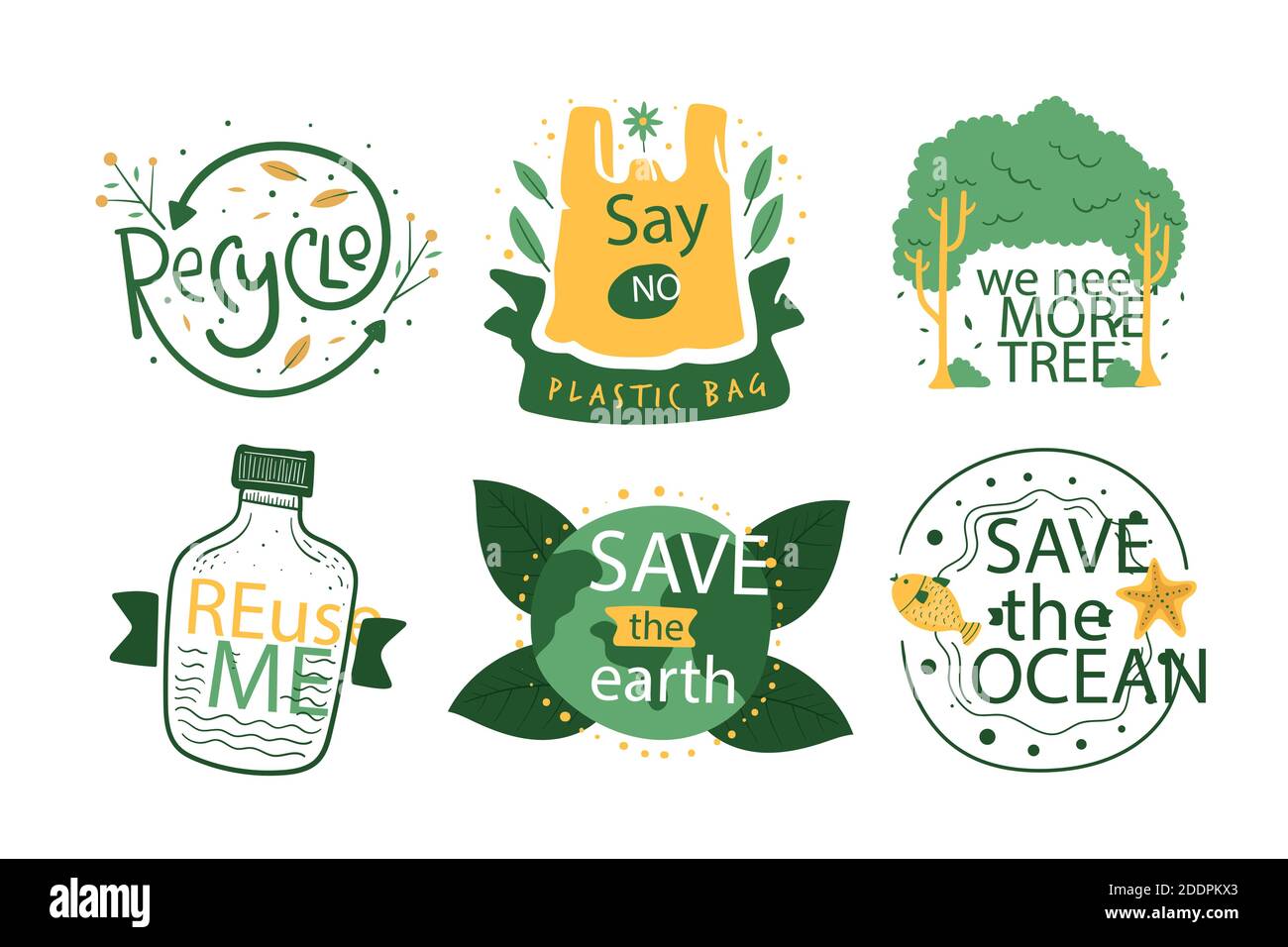 Hand drawn ecology badges Vector illustration Stock Vector Image & Art ...