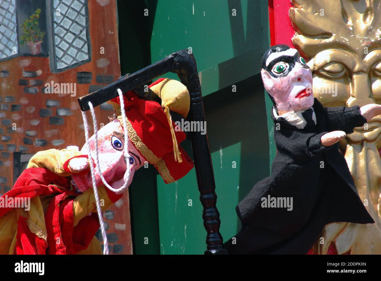 Professor Codman's Wooden Headed Follies traditional British seaside children's entertainment Punch and Judy puppet show usually end of pier promenade Stock Photo