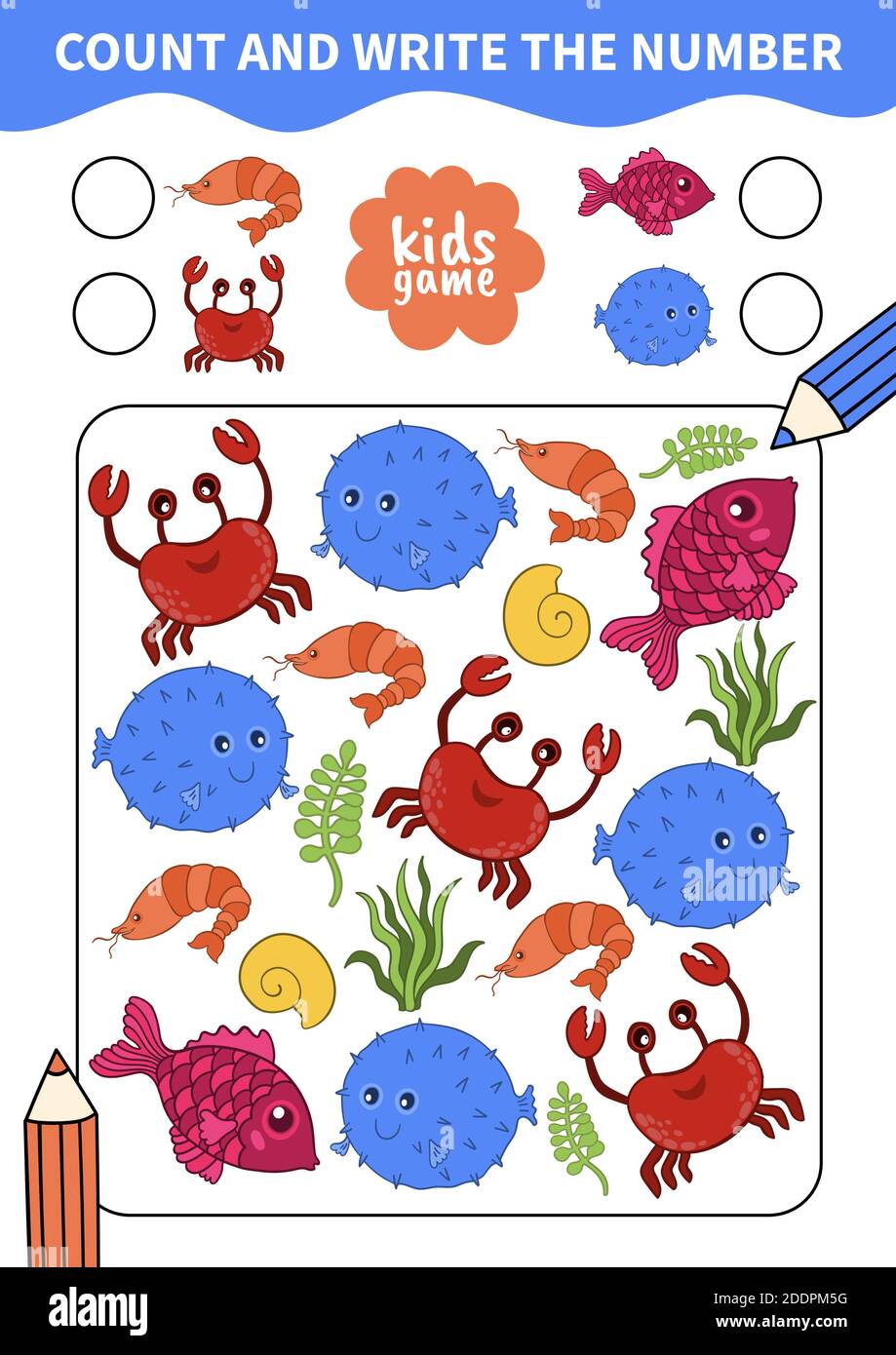 Children board game for preschoolers and primary school  for  kids educational  life and marine animals Stock Vector Image  & Art - Alamy