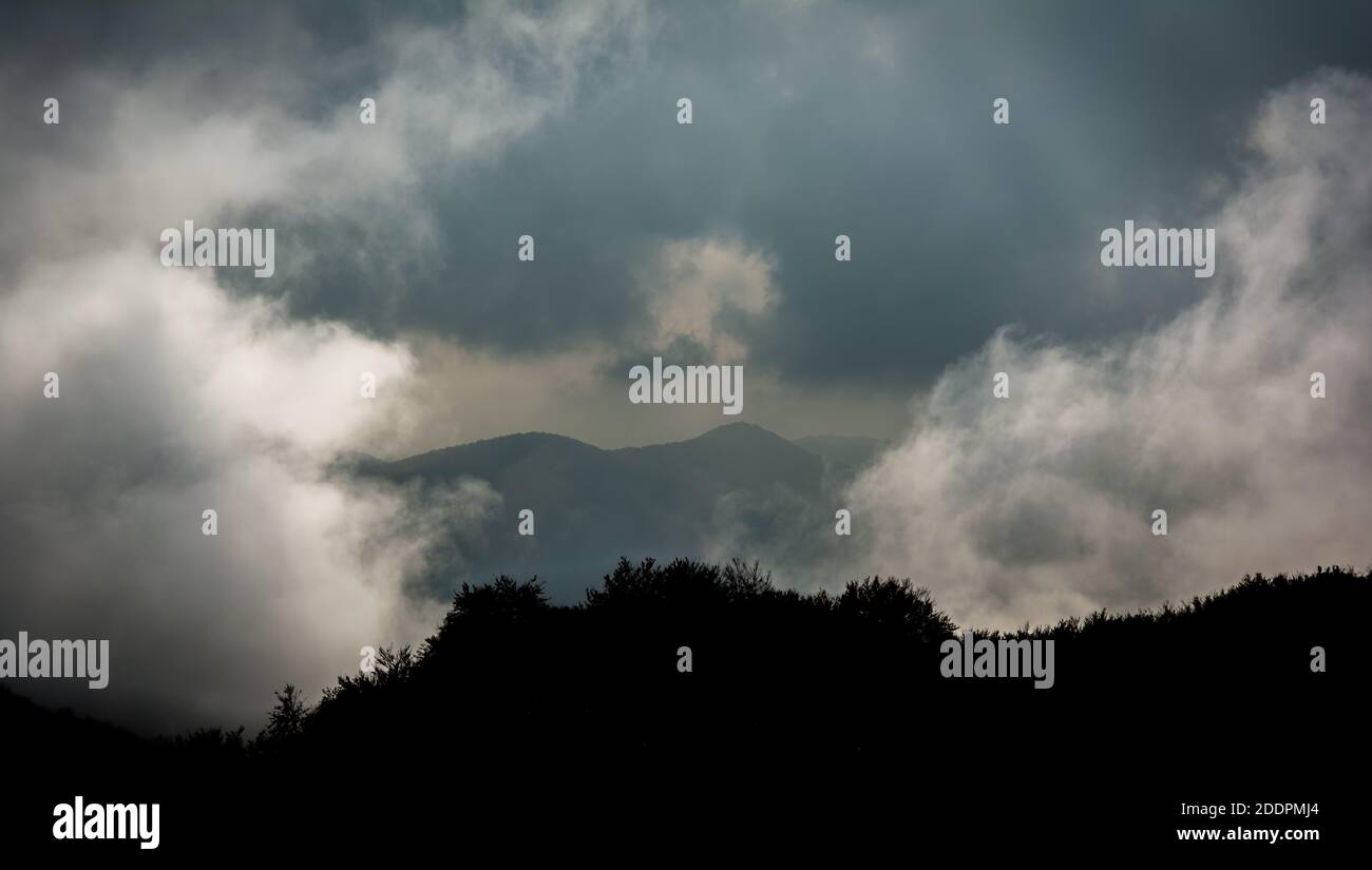 Storm clouds in the mountain. Stock Photo