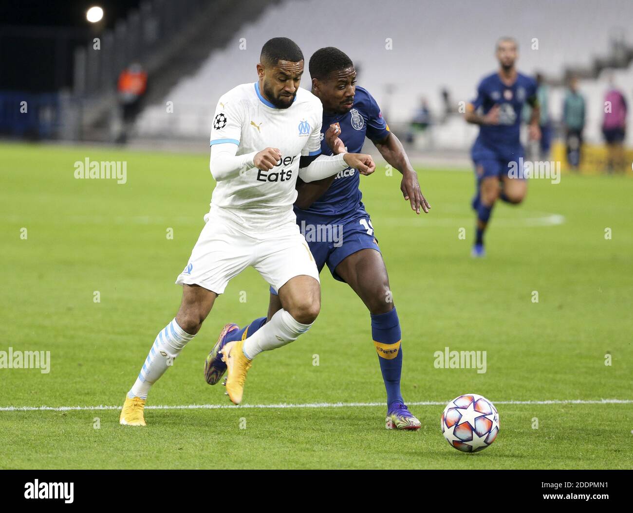 Marseille, France. 25th Nov 2020. Jordan Amavi of Marseille, Wilson Manafa  of Porto during the UEFA Champions League, Group C football match between  Olympique de Marseille and FC Porto on November 25,