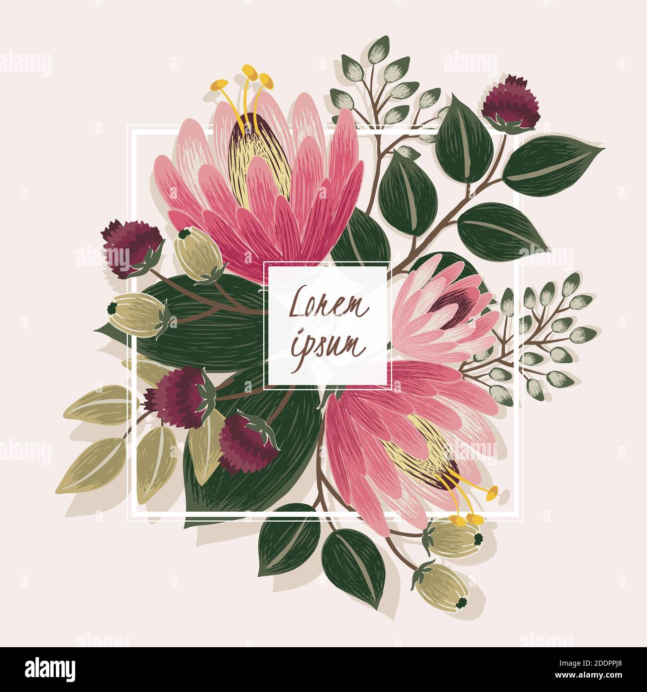 Vector illustration of a floral frame in spring. Design for Wedding ...