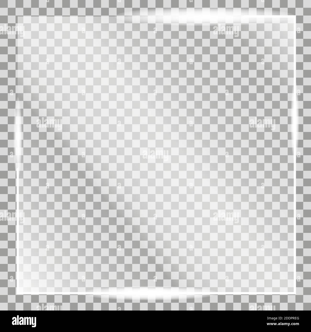 Rectangle glass plate, realistic transparent glass, window. Light