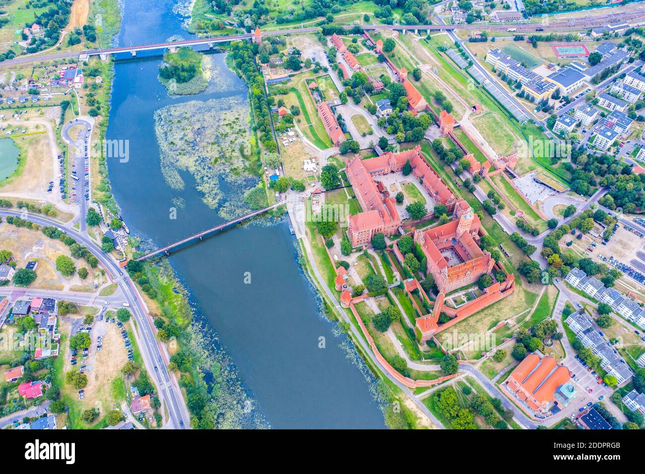 Aerial view of Malbork Teutonic order castle in Poland. It is the