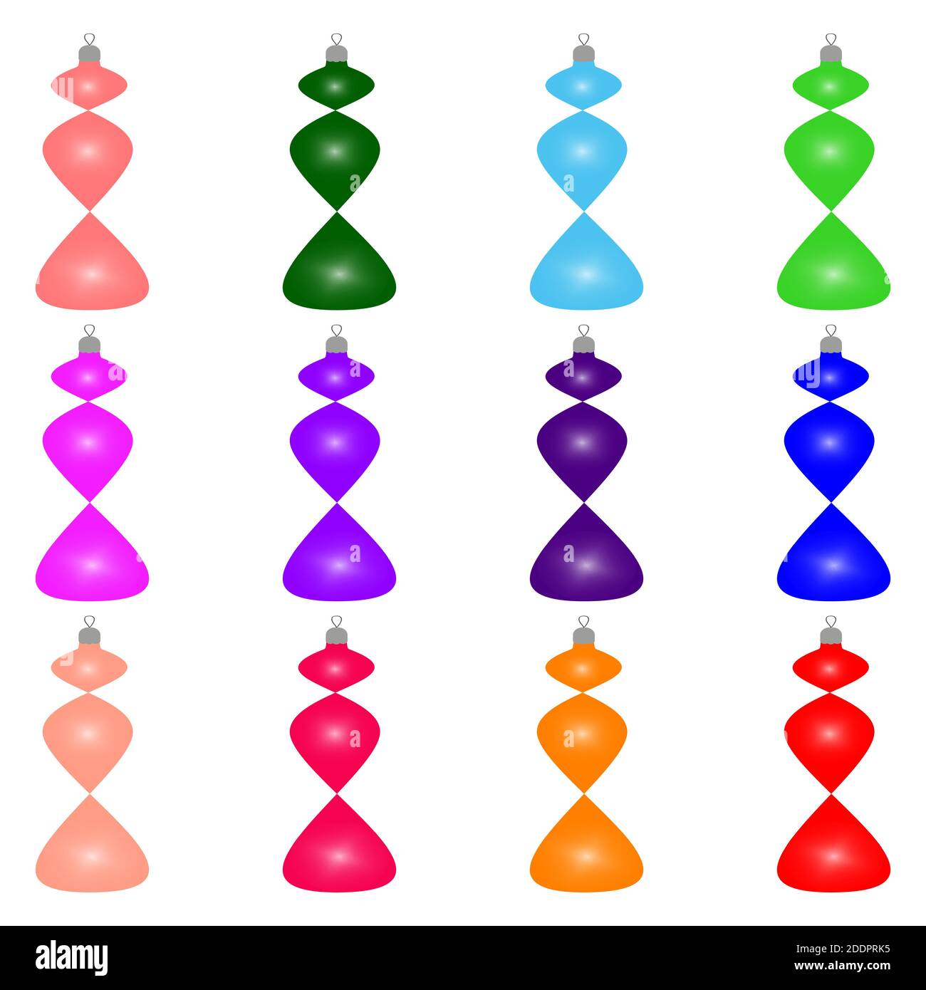 Christmas and New Year toys on Christmas tree. Set of balls. Isolated ...