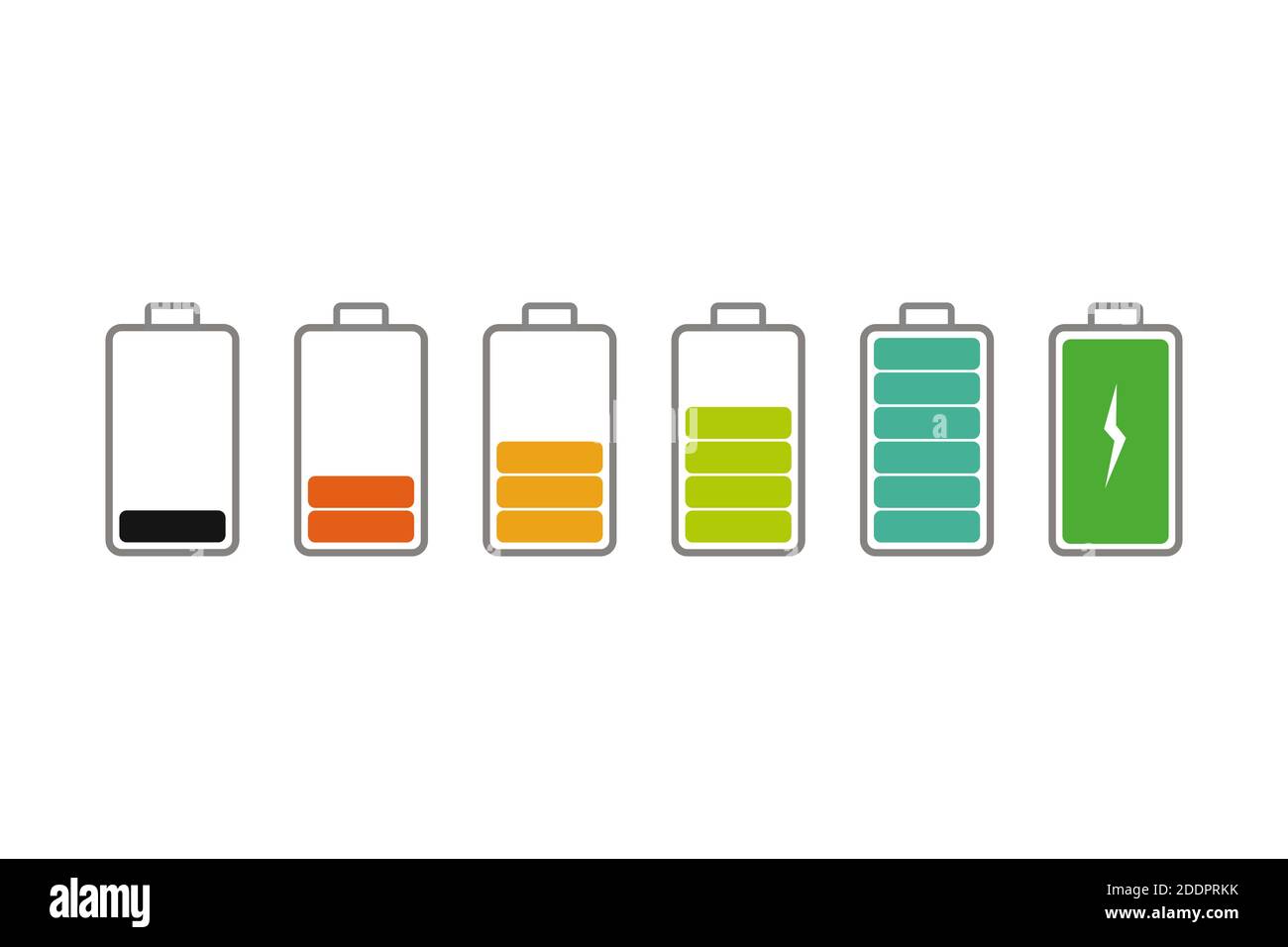 Battery icon set. Full charge symbols. Accumulator or battery indicator.  Vector Stock Vector Image & Art - Alamy
