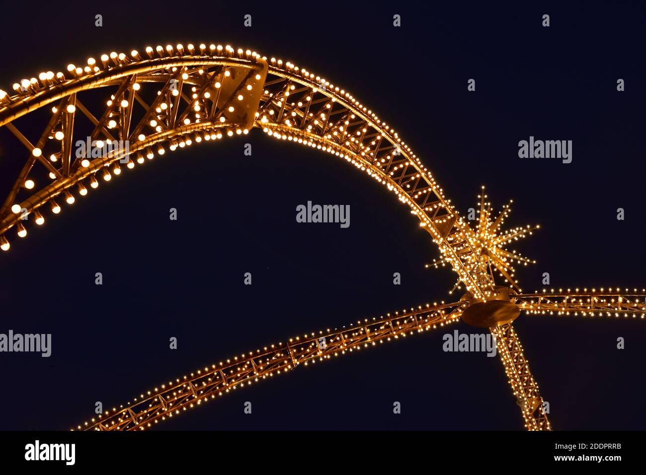 Close-up detail of the traditional Christmas arc at Königsallee in Düsseldorf. Stock Photo