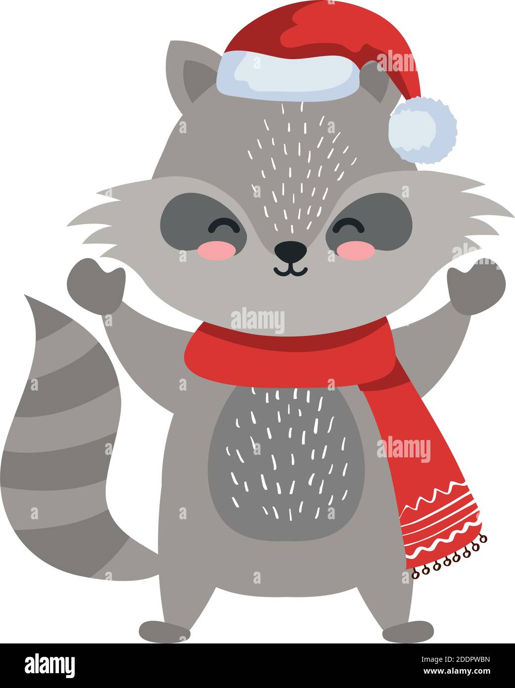 raccoon cartoon with merry christmas 