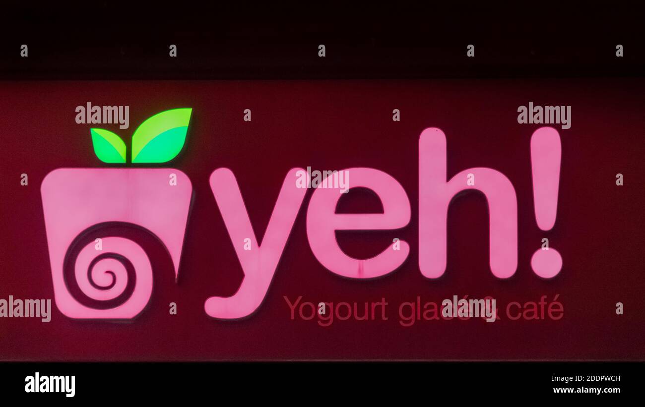 Logo of Yeh! yogurts, Montreal, Canada Stock Photo