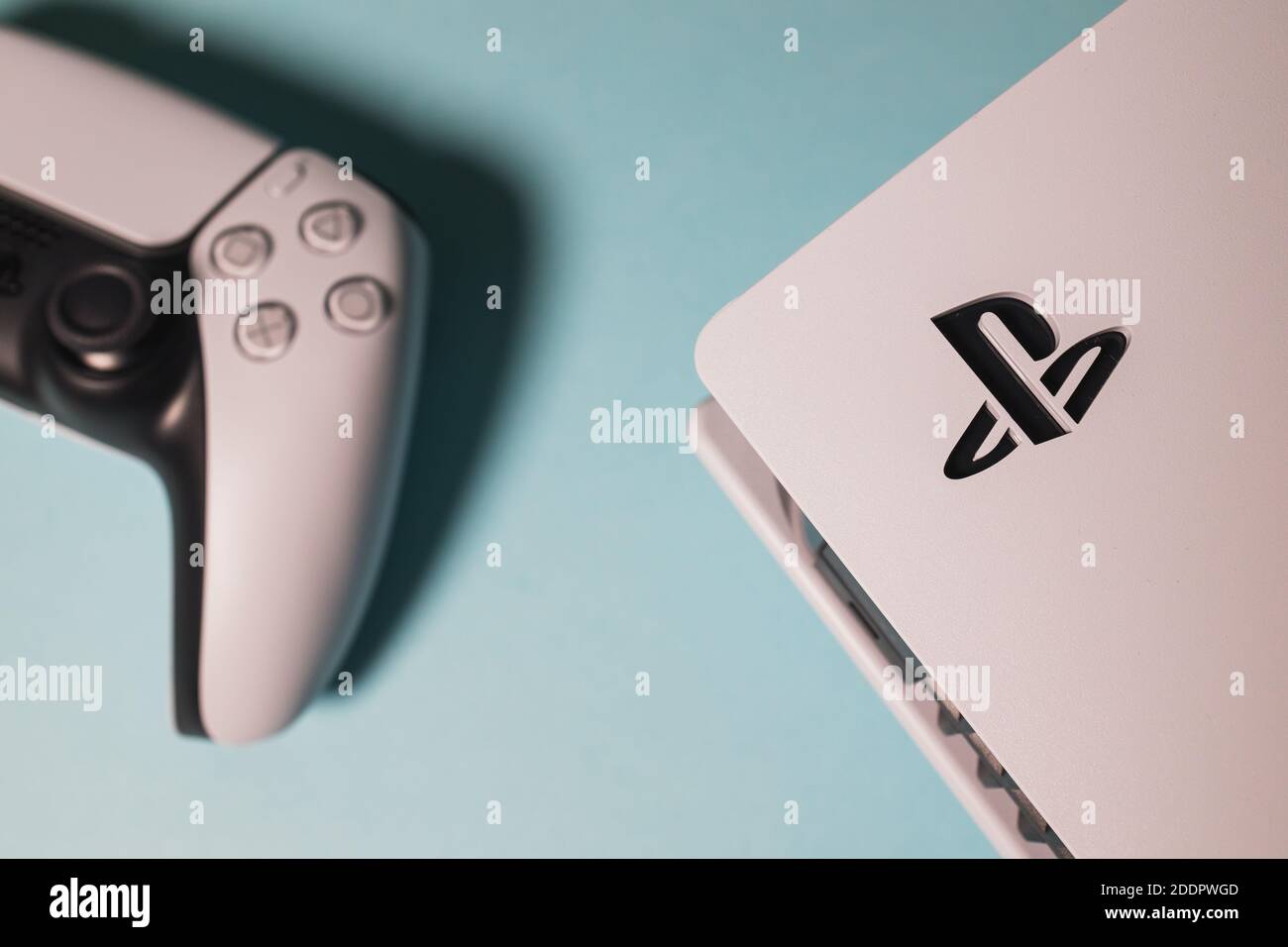 LONDON - NOVEMBER 24, 2020: PlayStation 5 video games console and PS5  controller Stock Photo - Alamy