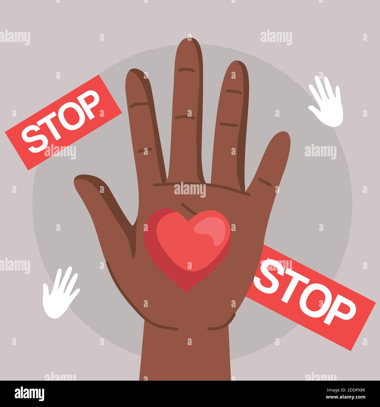 Human rights with black hand heart and stop banners vector design Stock ...
