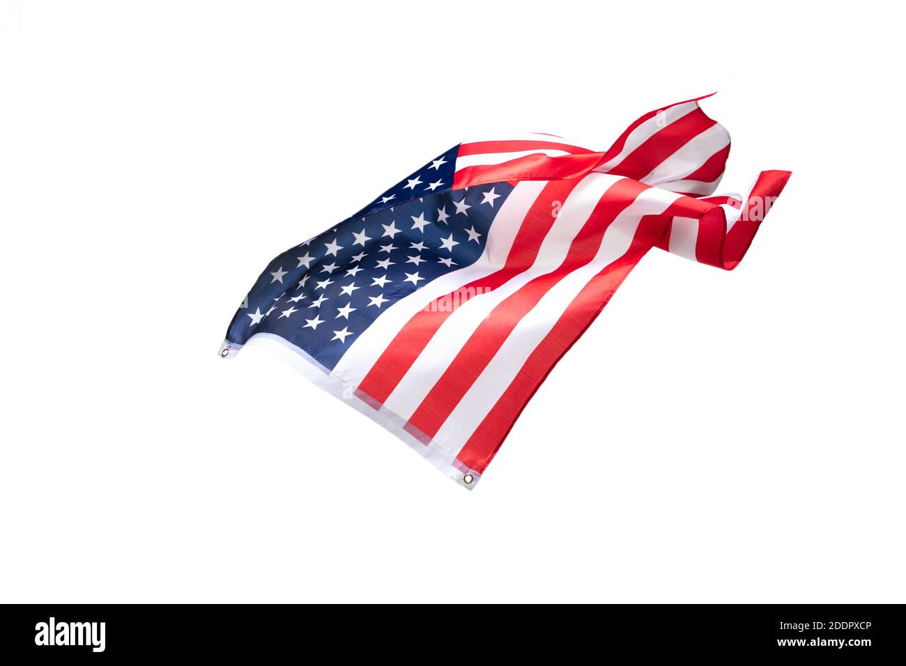 Stars and stripes. Close-up of American flag on white background Stock ...