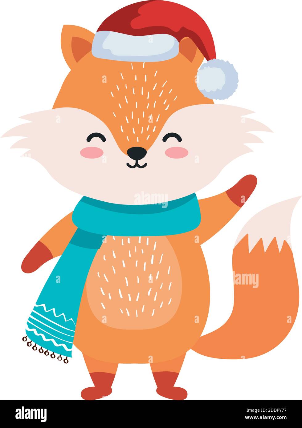 fox cartoon with merry christmas hat vector design Stock Vector Image