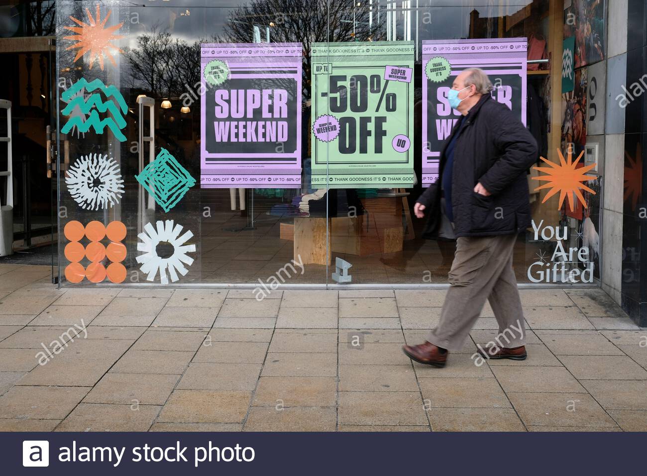 Edinburgh, Scotland, UK. 26th  Nov 2020. Black Friday discounts on Princes Street shop windows. Black Friday falls tomorrow on 27th November. Credit: Craig Brown/Alamy Live News Stock Photo