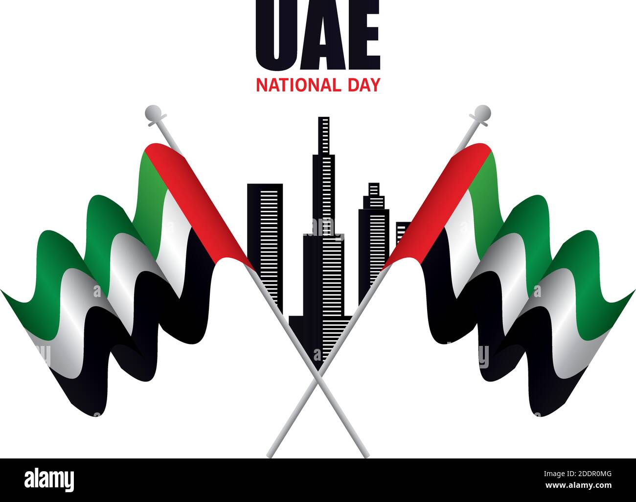 Uae national day with flags and city vector design Stock Vector Image