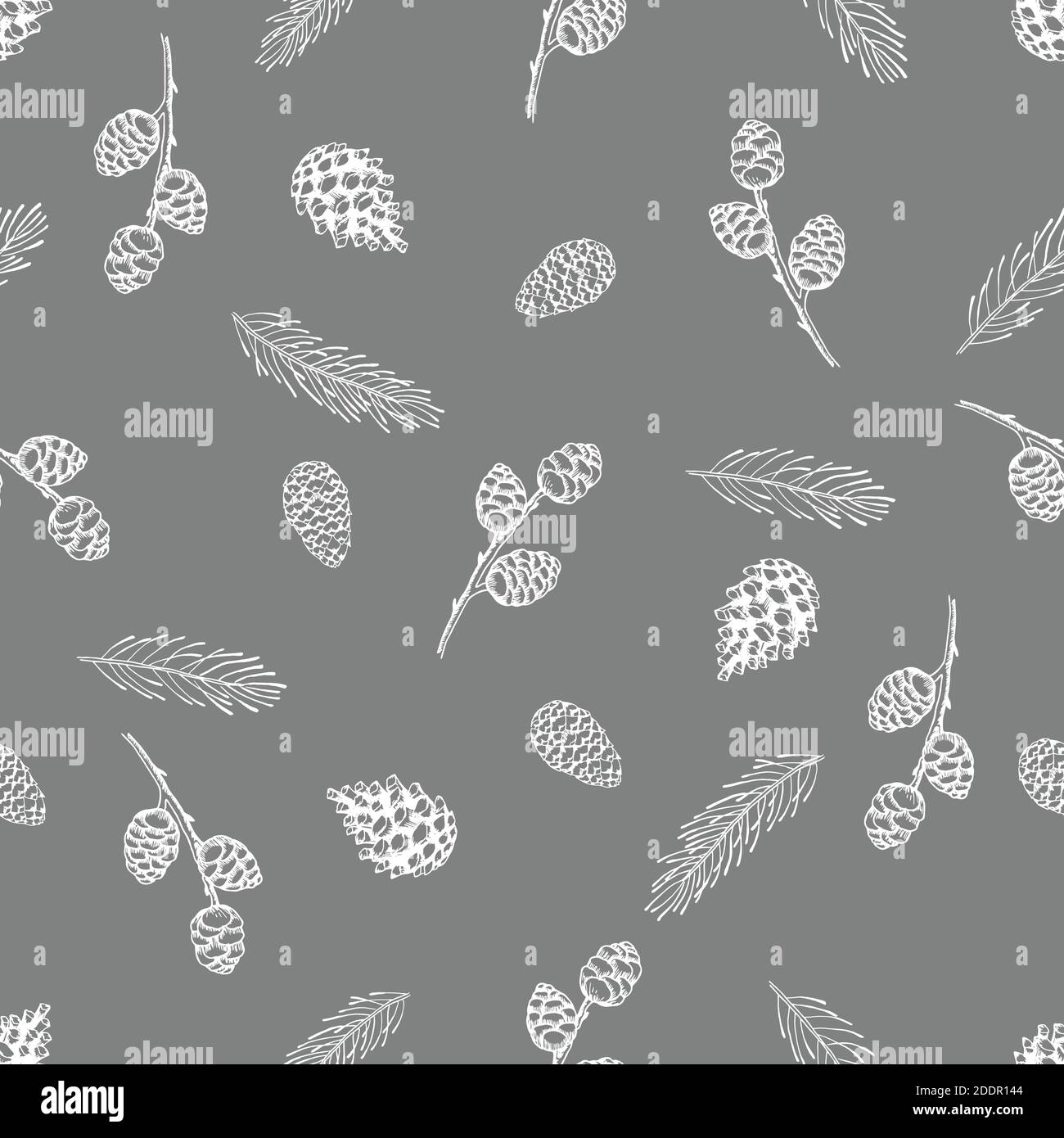 Xmas Seamless pattern with Christmas Tree Decorations, Pine Branches ...
