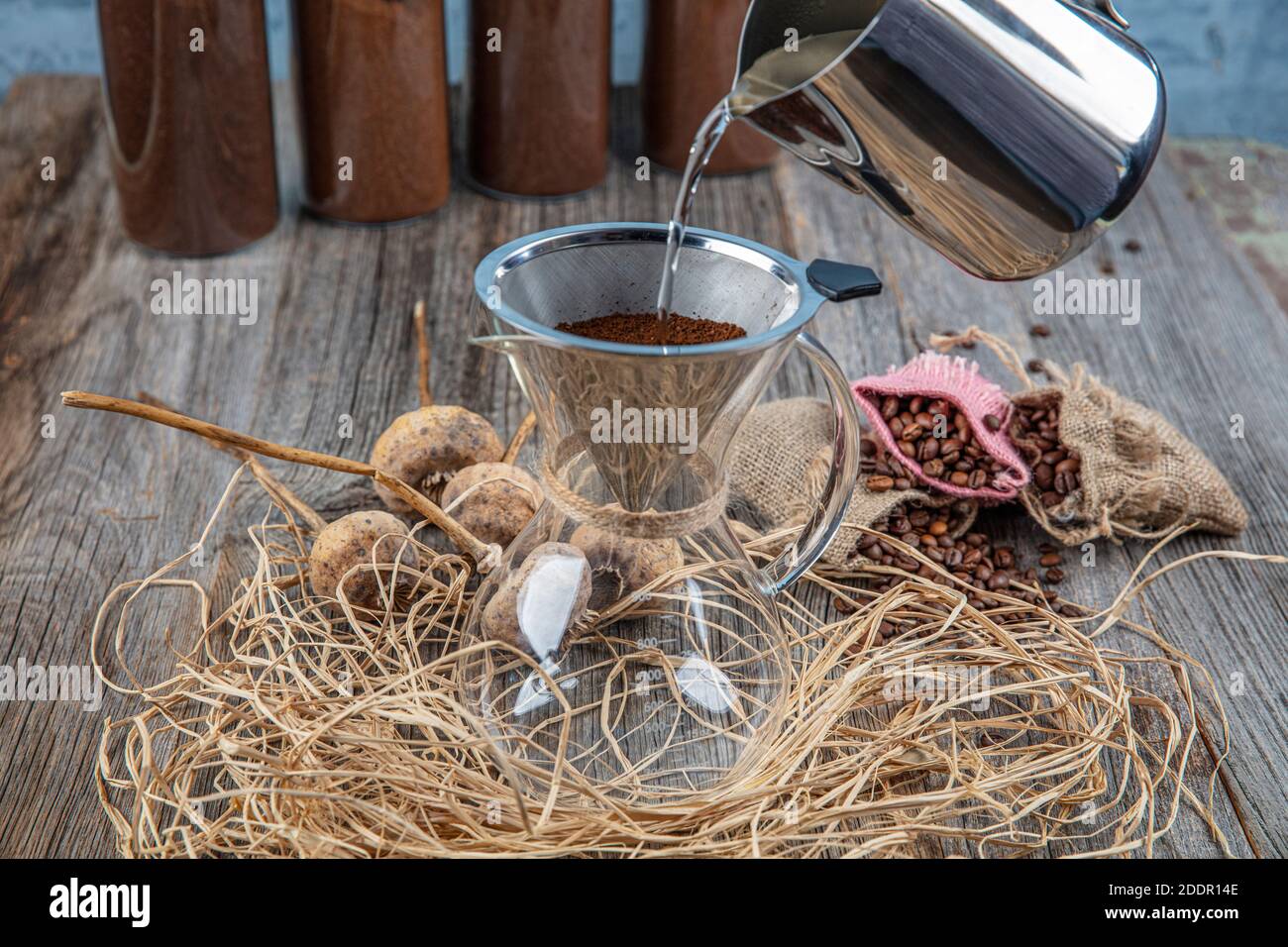 Brew coffee in chemex. Coffee is made by chemex. taste of