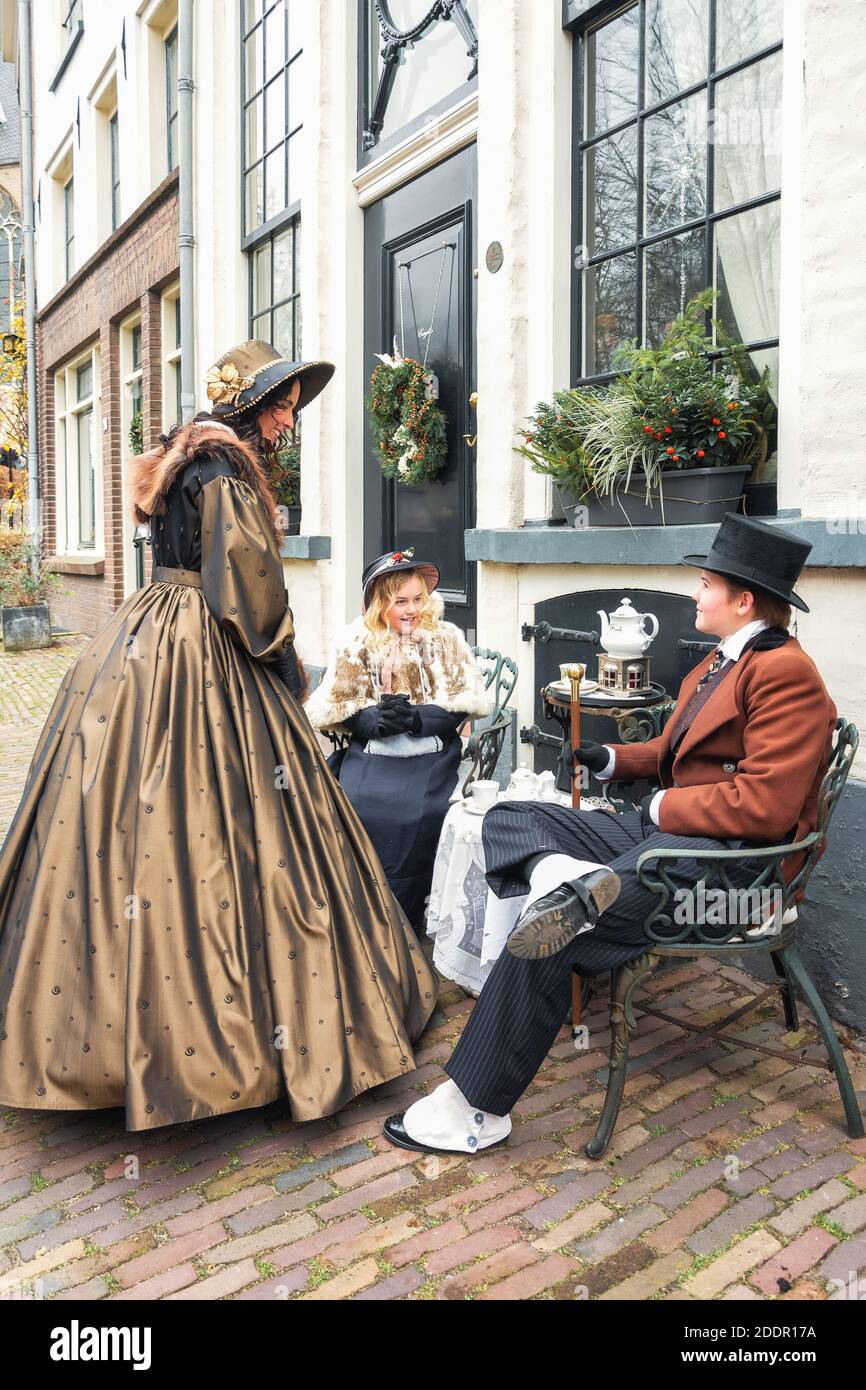 Deventer, Netherlands, December 15, 2018: Characters from the famous books of Dickens during the Dickens Festival in Deventer in The Netherlands Stock Photo