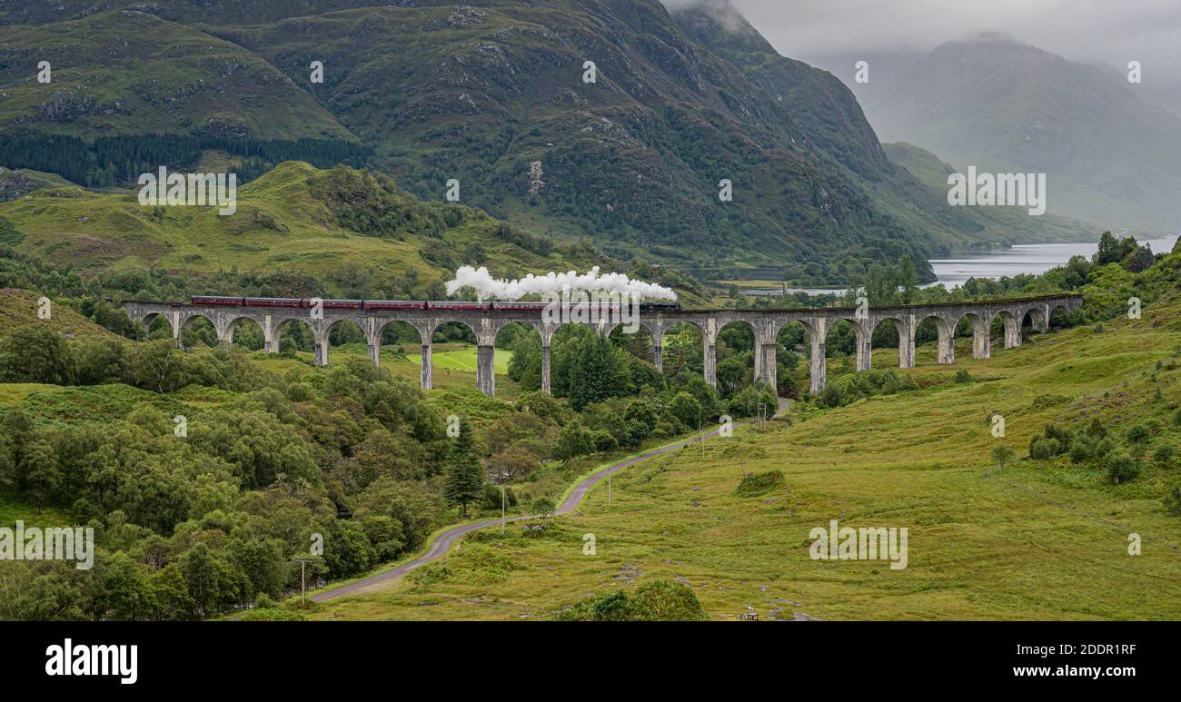 Glenfinnan Bridge for the Jacobite Train in Harry Potter Stock Photo