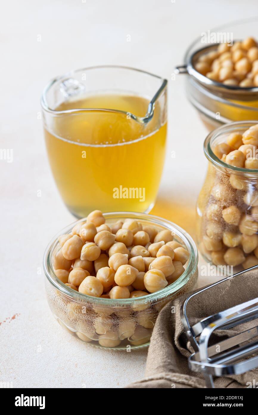 Boiled Chickpea And Aquafaba Egg Replacement For Vegan Recipe Vegan Cooking Concept Healthy Product Selective Focus Stock Photo Alamy